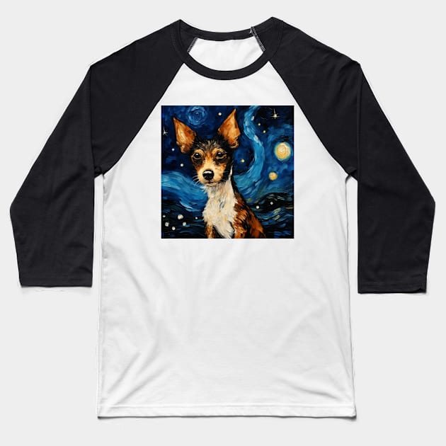 Toy Fox Terrier Night Baseball T-Shirt by NatashaCuteShop